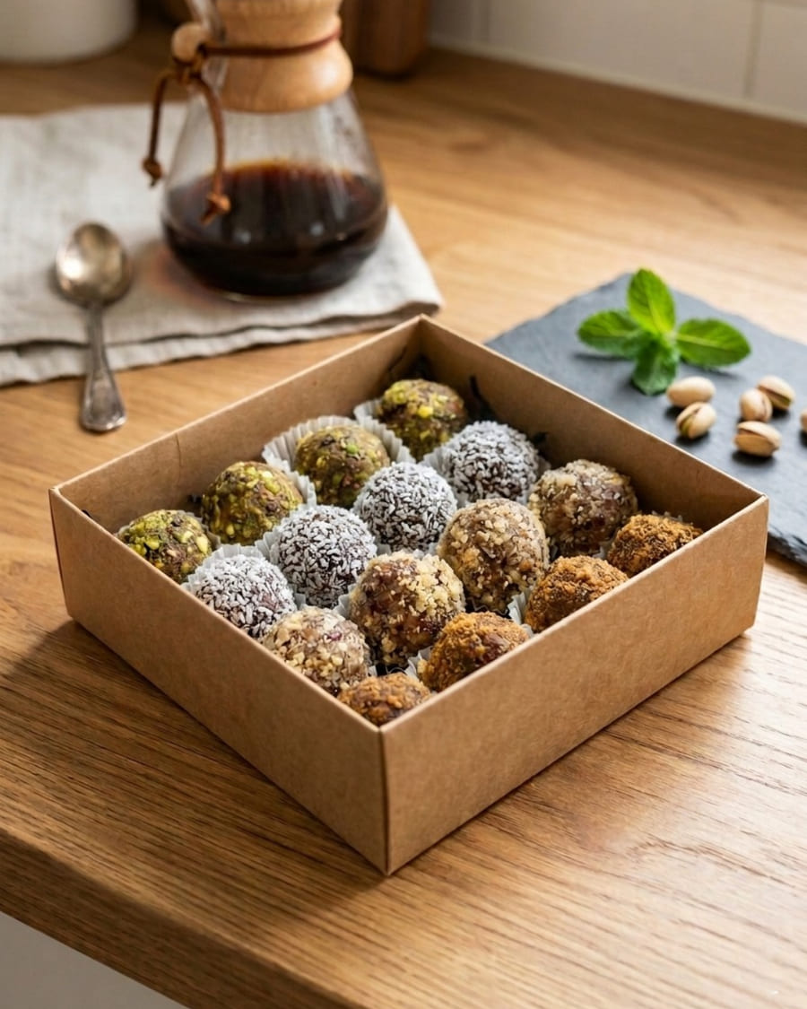 Share Box of homemade date balls